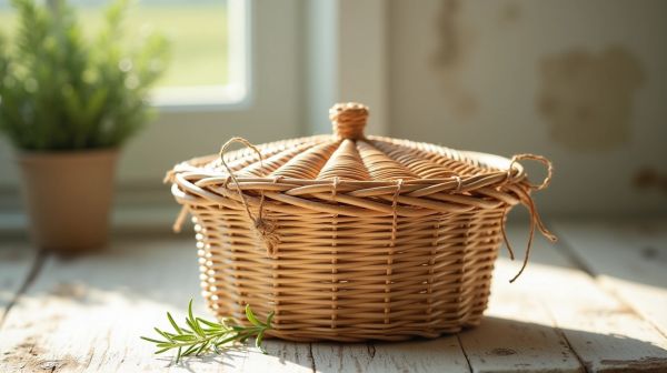 Cacher le désordre avec un joli panier à couvercle