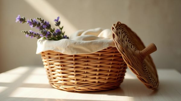 Cacher le désordre avec un joli panier à couvercle